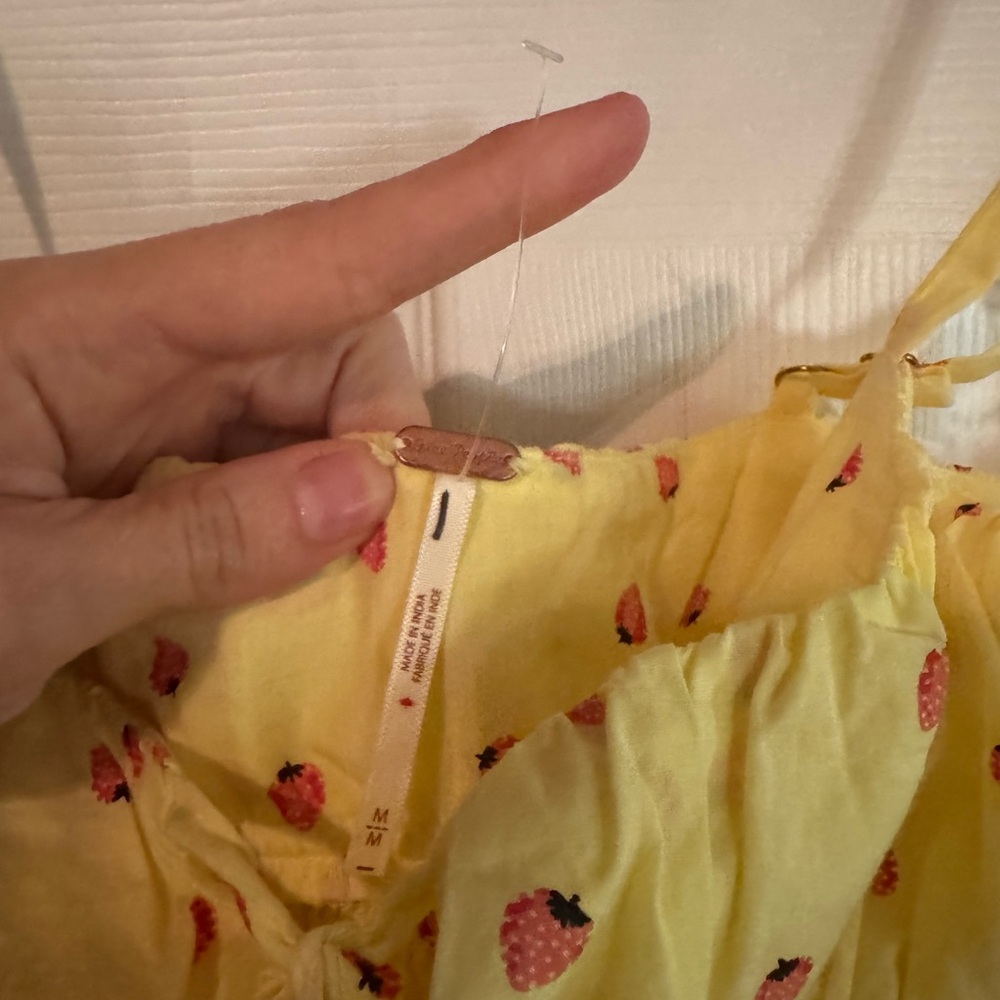 NWOT Free People Lavender Daze Midi Dress - Yellow with Strawberry Print Size M - Picture 7 of 7